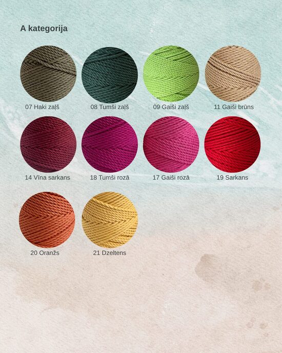 Dažādu krāsu, 1 kg, A, 3mm, 1 pavediena